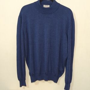 Gran Sasso for Mark Shale Wool Sweater Blue Mock Turtleneck Men's Size XL*